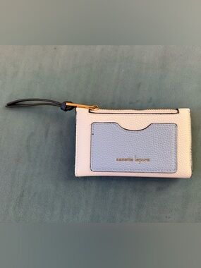 Nanette Lenore white and light blue leather wristlet card case
